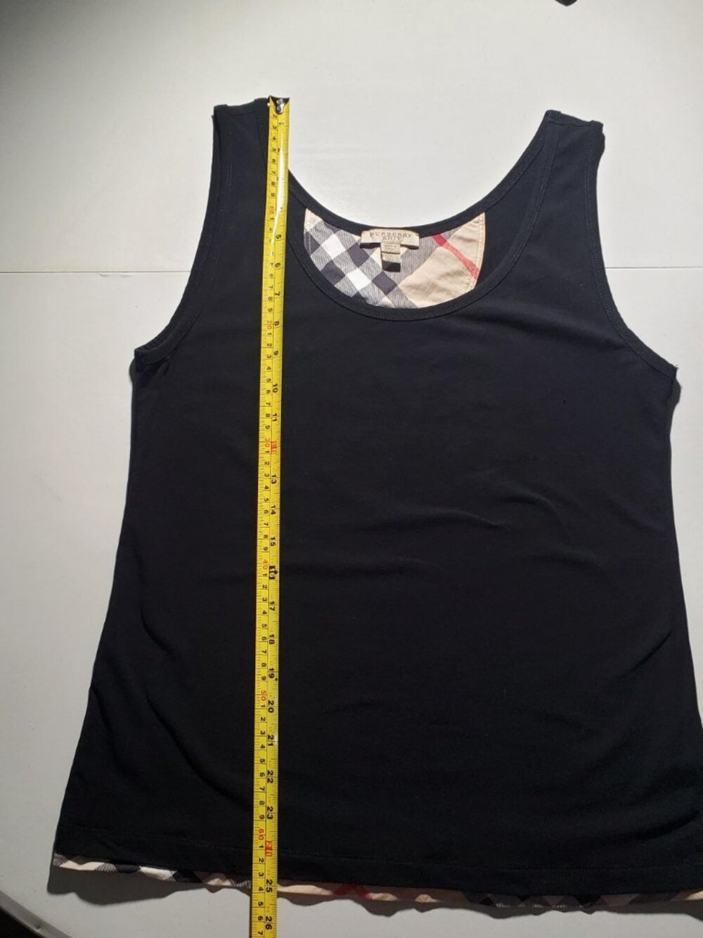 Burberry Brit Black Tank With Plaid Trim Sz L Women's - Shipping incl - Picture 9 of 16